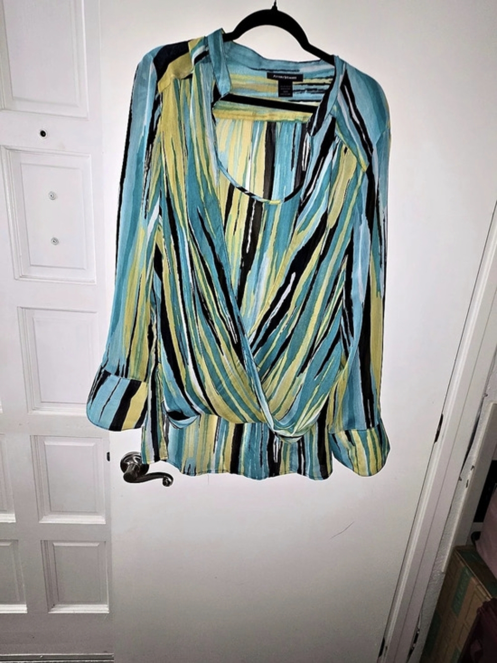 Ashley Stewart Abstract Blouse in Blue & Green Size 18/20